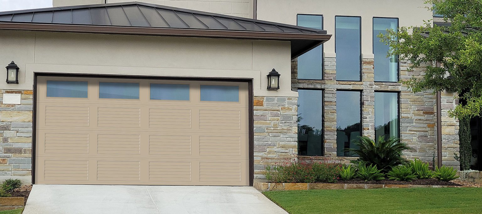 louvered panel door on a modern home