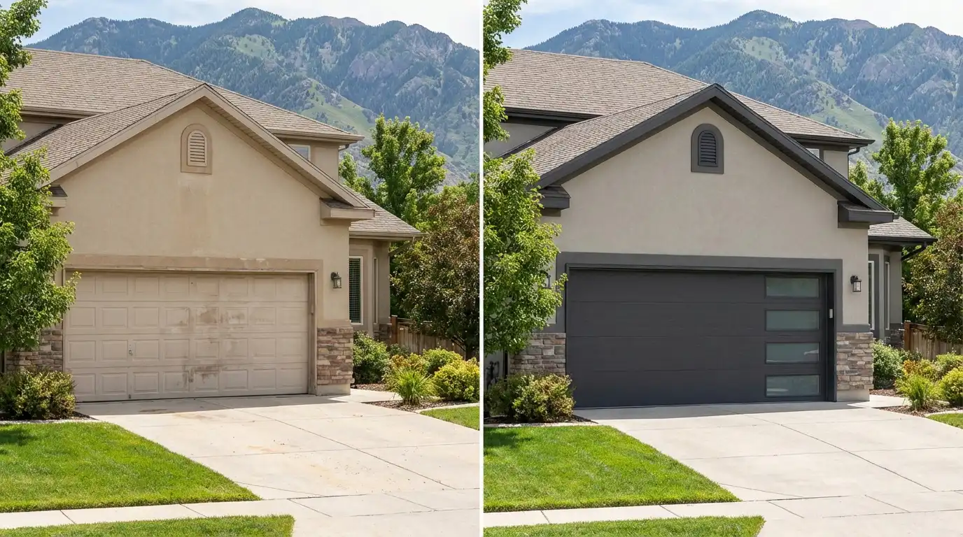 Side-by-side style residential home exterior comparison